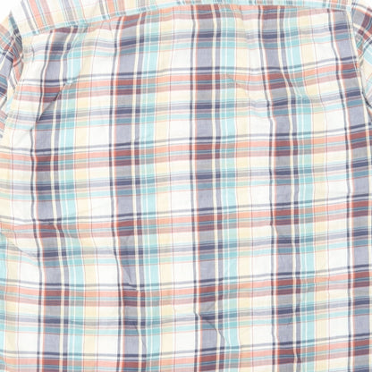 Marks and Spencer Mens Multicoloured Plaid Cotton Button-Up Size M Collared Button