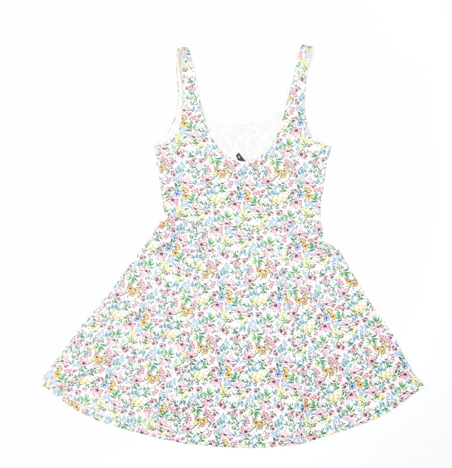 H&M Womens Multicoloured Floral Cotton Tank Dress Size 6 Scoop Neck Pullover