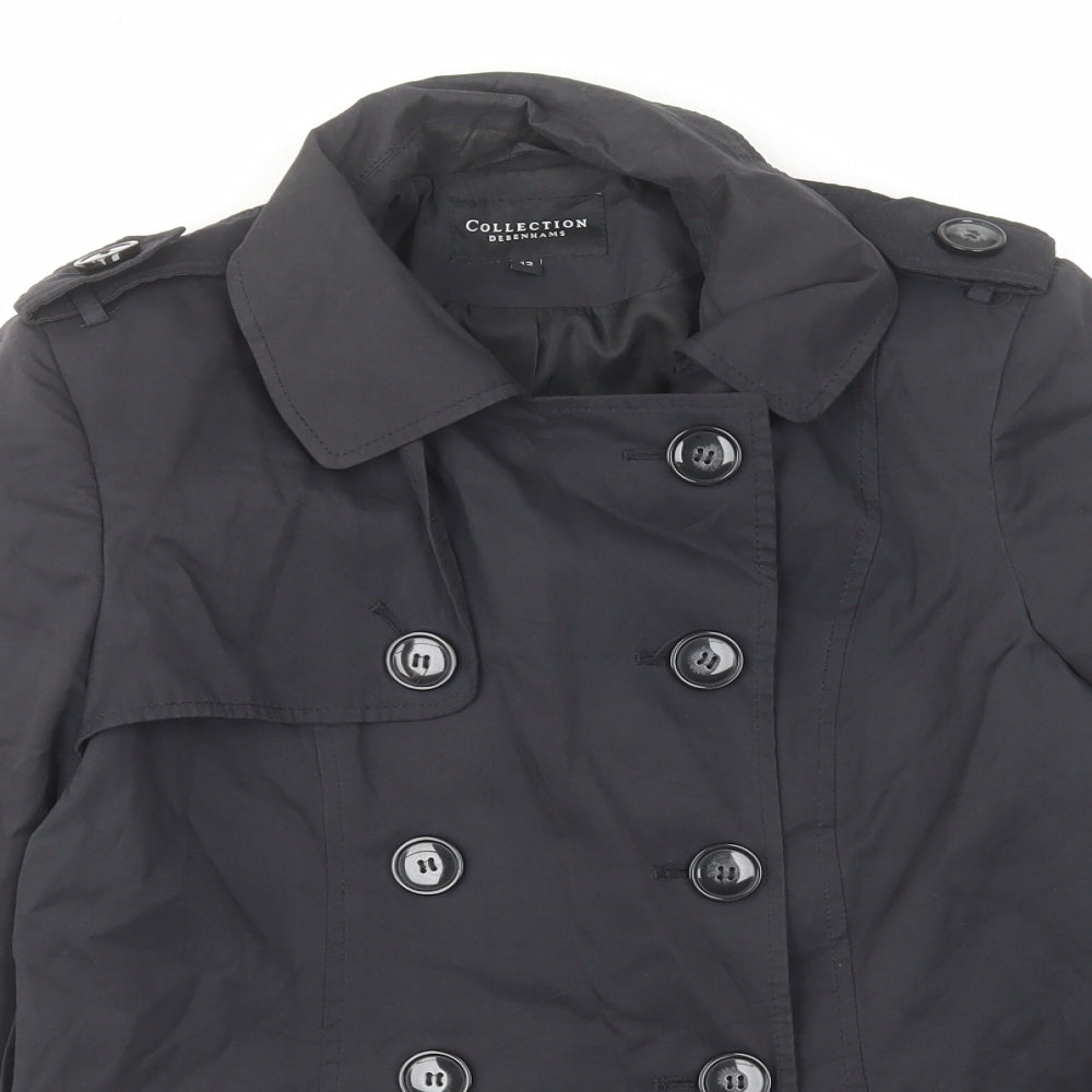 Womens UK Size 12 Debenhams Black Pea Coat