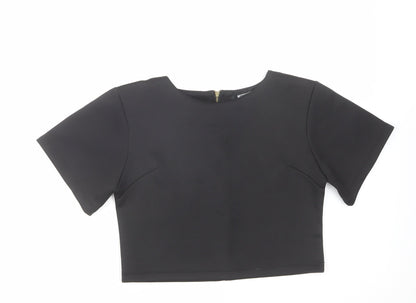 Womens UK Size 8 Missguided Black Cropped T-Shirt