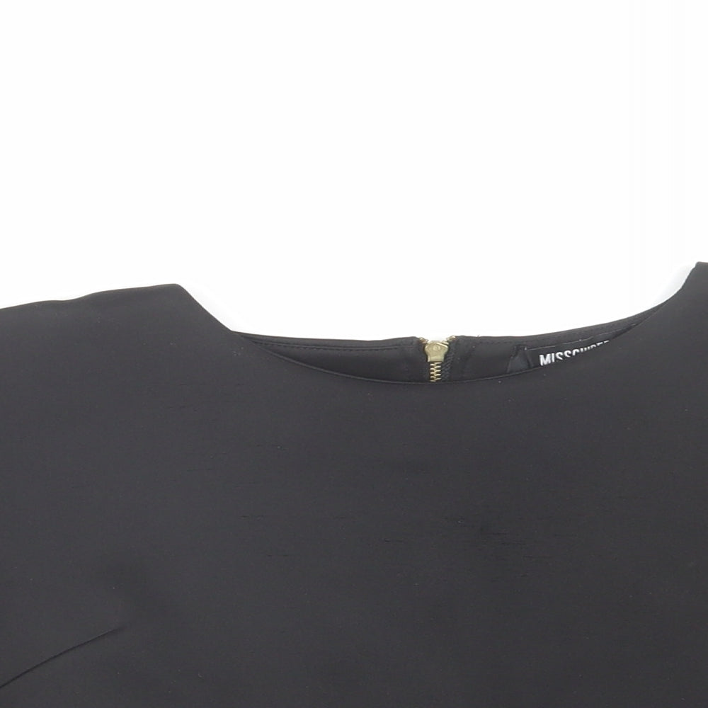 Womens UK Size 8 Missguided Black Cropped T-Shirt