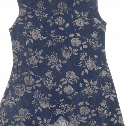 Apricot Womens Blue Floral Polyester A-Line Size 8 Roll Neck Pullover