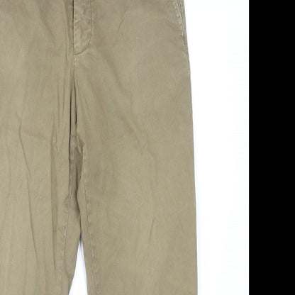 Emidio Tucci Mens Green Cotton Chino Trousers Size 34 in L28 in Regular Zip