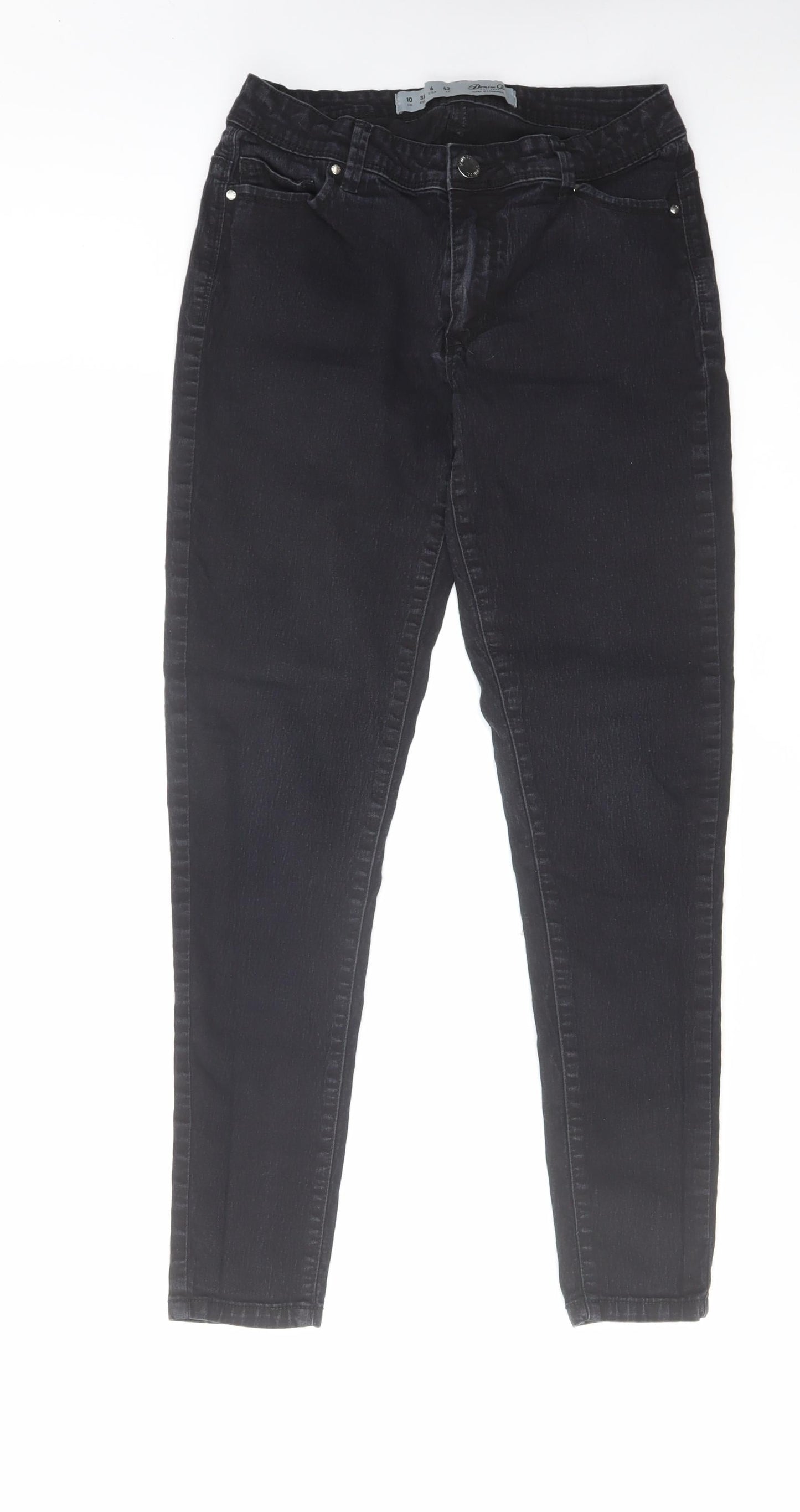 Denim & Co. Womens Black Cotton Skinny Jeans Size 10 L26 in Regular Zip