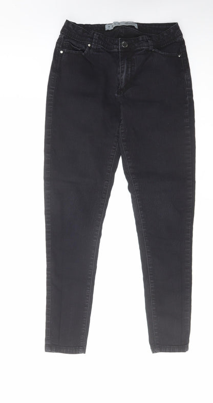 Denim & Co. Womens Black Cotton Skinny Jeans Size 10 L26 in Regular Zip