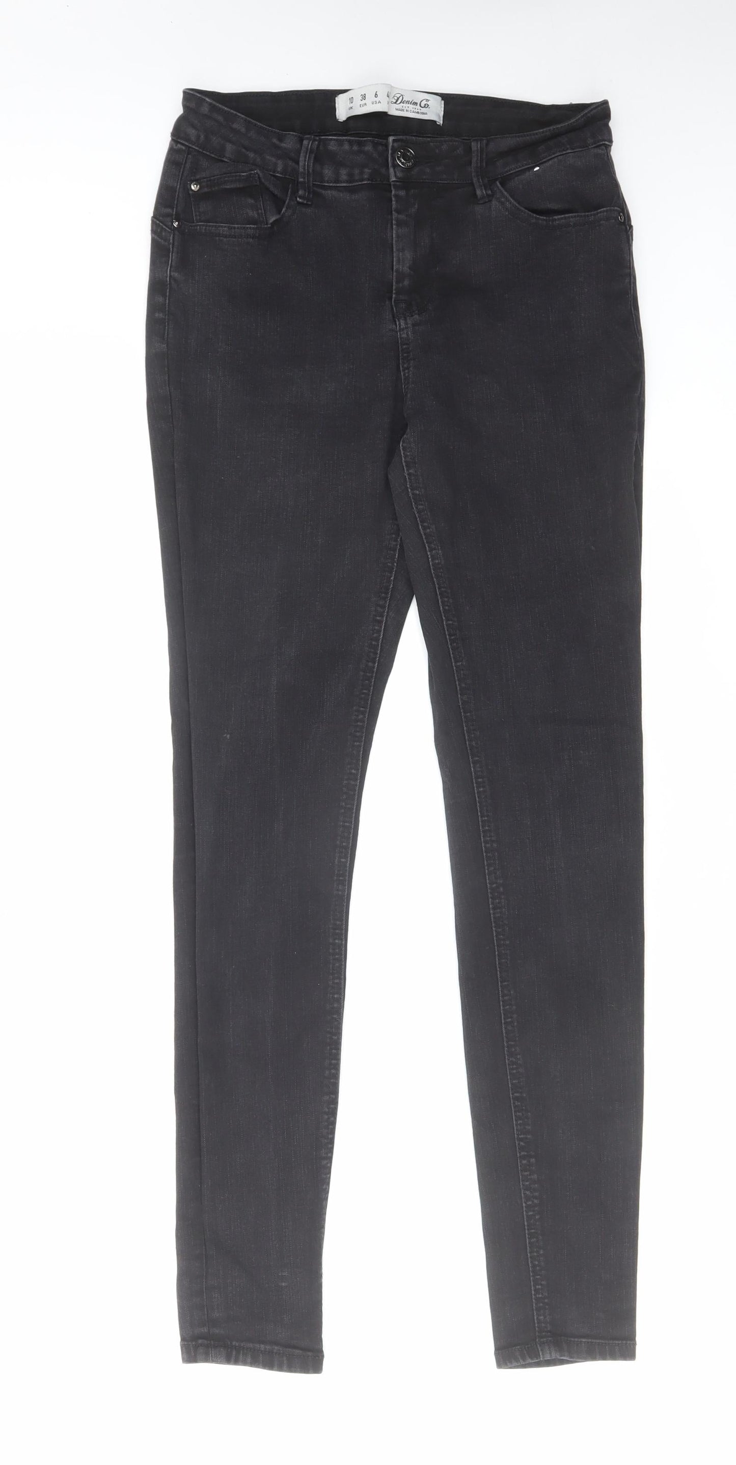 Denim & Co. Womens Black Cotton Skinny Jeans Size 10 L29 in Regular Zip