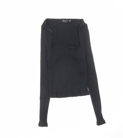 Womens UK Size 12 Warehouse Black Basic Blouse
