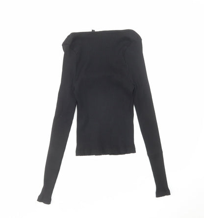 Womens UK Size 12 Warehouse Black Basic Blouse