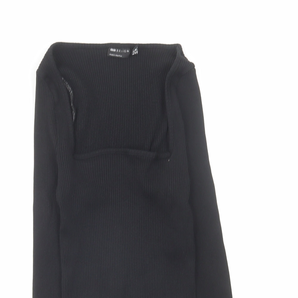 Womens UK Size 12 Warehouse Black Basic Blouse