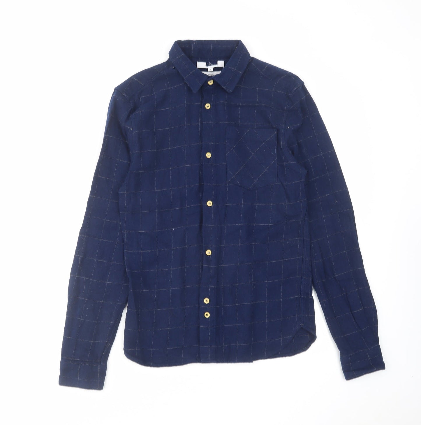 Mens UK Size S Bellfield Blue  Button-Up Long Sleeve Casual Shirt