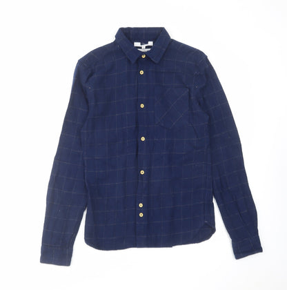 Mens UK Size S Bellfield Blue  Button-Up Long Sleeve Casual Shirt