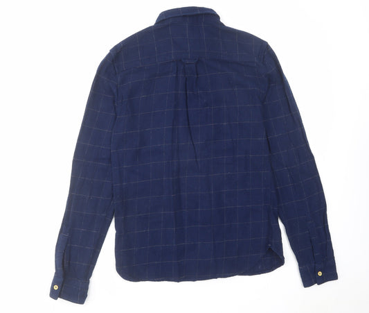 Mens UK Size S Bellfield Blue  Button-Up Long Sleeve Casual Shirt