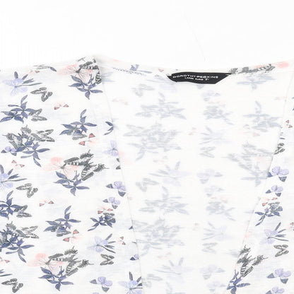 Boohoo Womens White Geometric Polyester Kimono Blouse Size L V-Neck