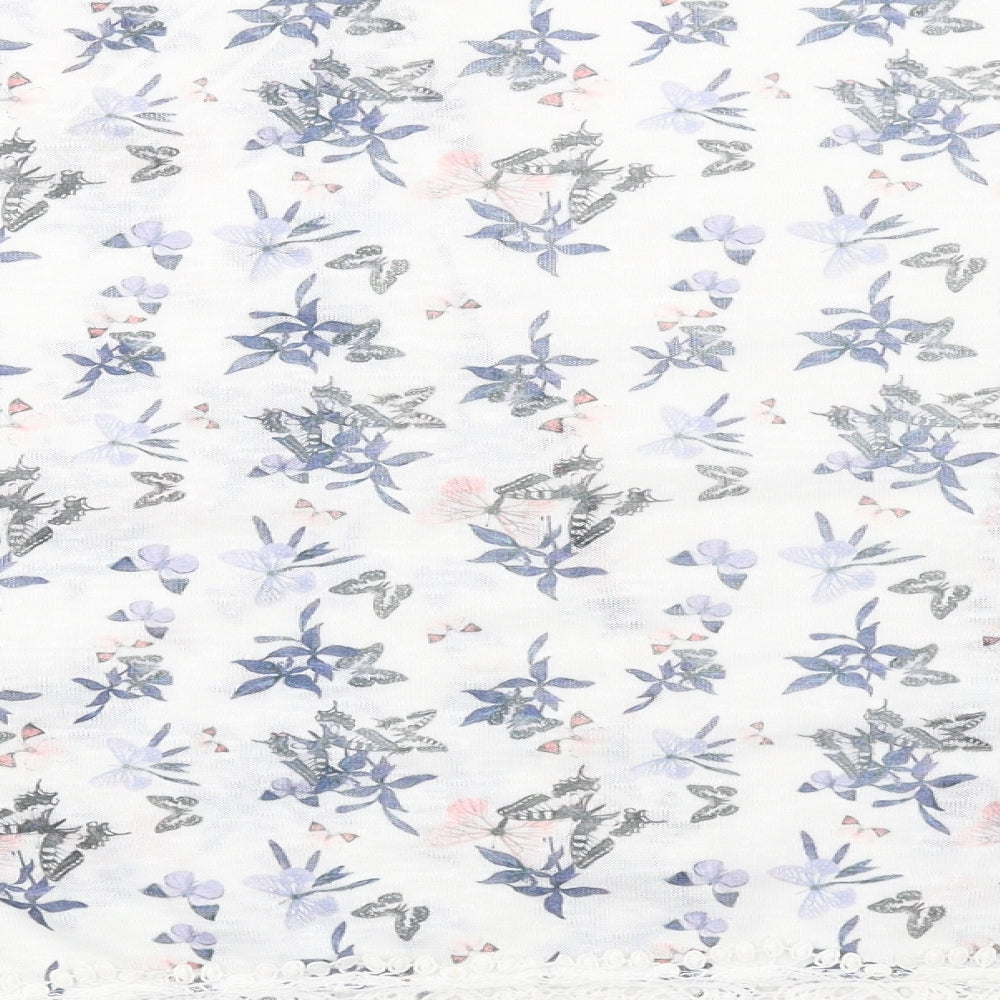 Boohoo Womens White Geometric Polyester Kimono Blouse Size L V-Neck