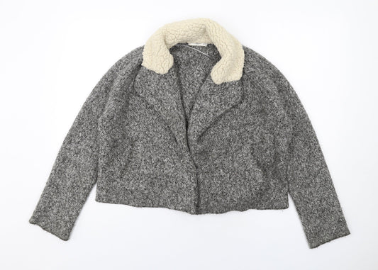 Mango Womens Grey Geometric Jacket Size M Snap