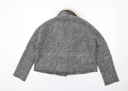 Mango Womens Grey Geometric Jacket Size M Snap