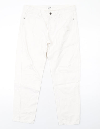 D Stin Womens White Cotton Tapered Jeans Size 8 L27 in Regular Zip