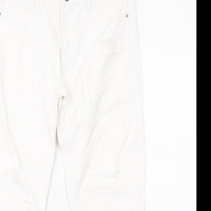 D Stin Womens White Cotton Tapered Jeans Size 8 L27 in Regular Zip