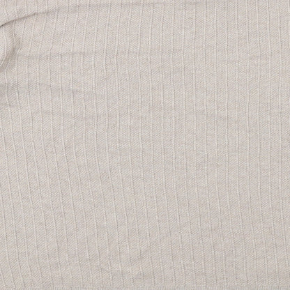 H&M Mens Beige Round Neck Cotton Pullover Jumper Size L Long Sleeve