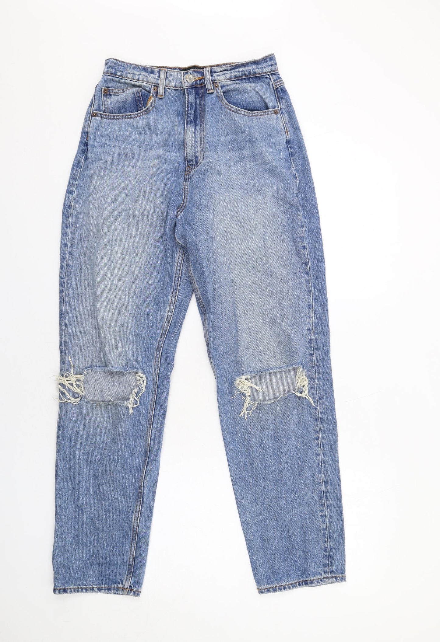 ASOS Womens Blue Cotton Mom Jeans Size 8 L30 in Regular Zip