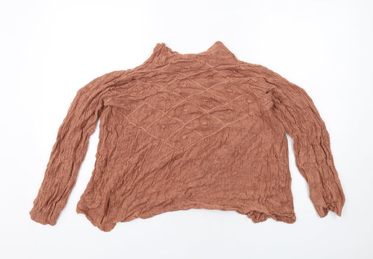 Boohoo Womens Orange High Neck Acrylic Pullover Jumper Size M