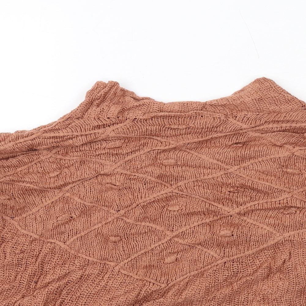 Boohoo Womens Orange High Neck Acrylic Pullover Jumper Size M