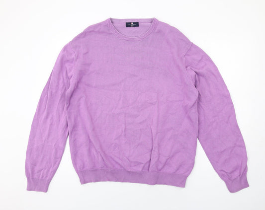 Blue Harbour Womens Purple Round Neck Cotton Pullover Jumper Size XL
