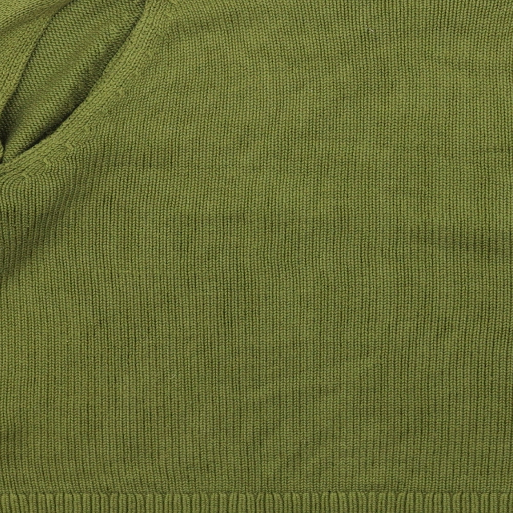 & Other Stories Womens Green Round Neck Cotton Pullover Jumper Size S - Cut Out Sleeve