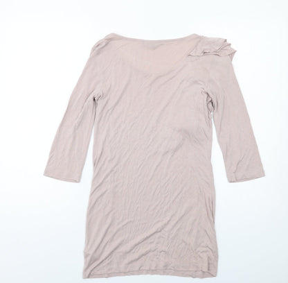 Limited Collection Womens Beige Viscose A-Line Size 8 Scoop Neck Pullover
