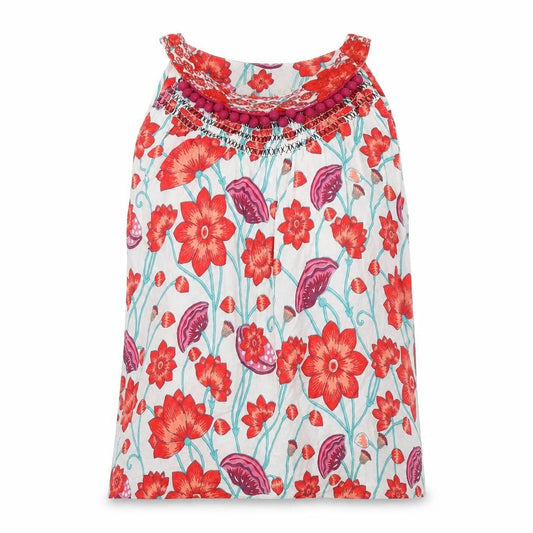 He Loves Me He Loves Me Not Womens Multicoloured Floral Cotton Basic Tank Size 12 Round Neck