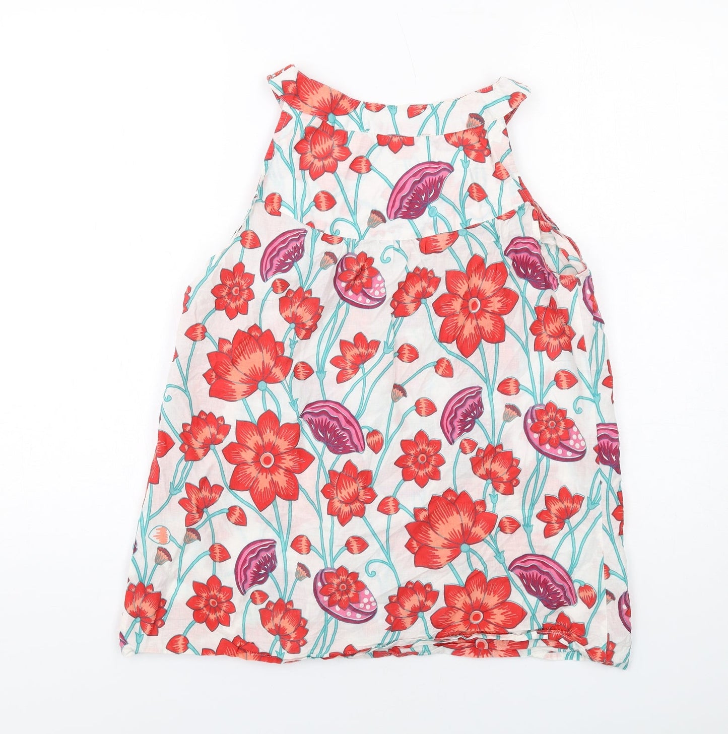 He Loves Me He Loves Me Not Womens Multicoloured Floral Cotton Basic Tank Size 12 Round Neck