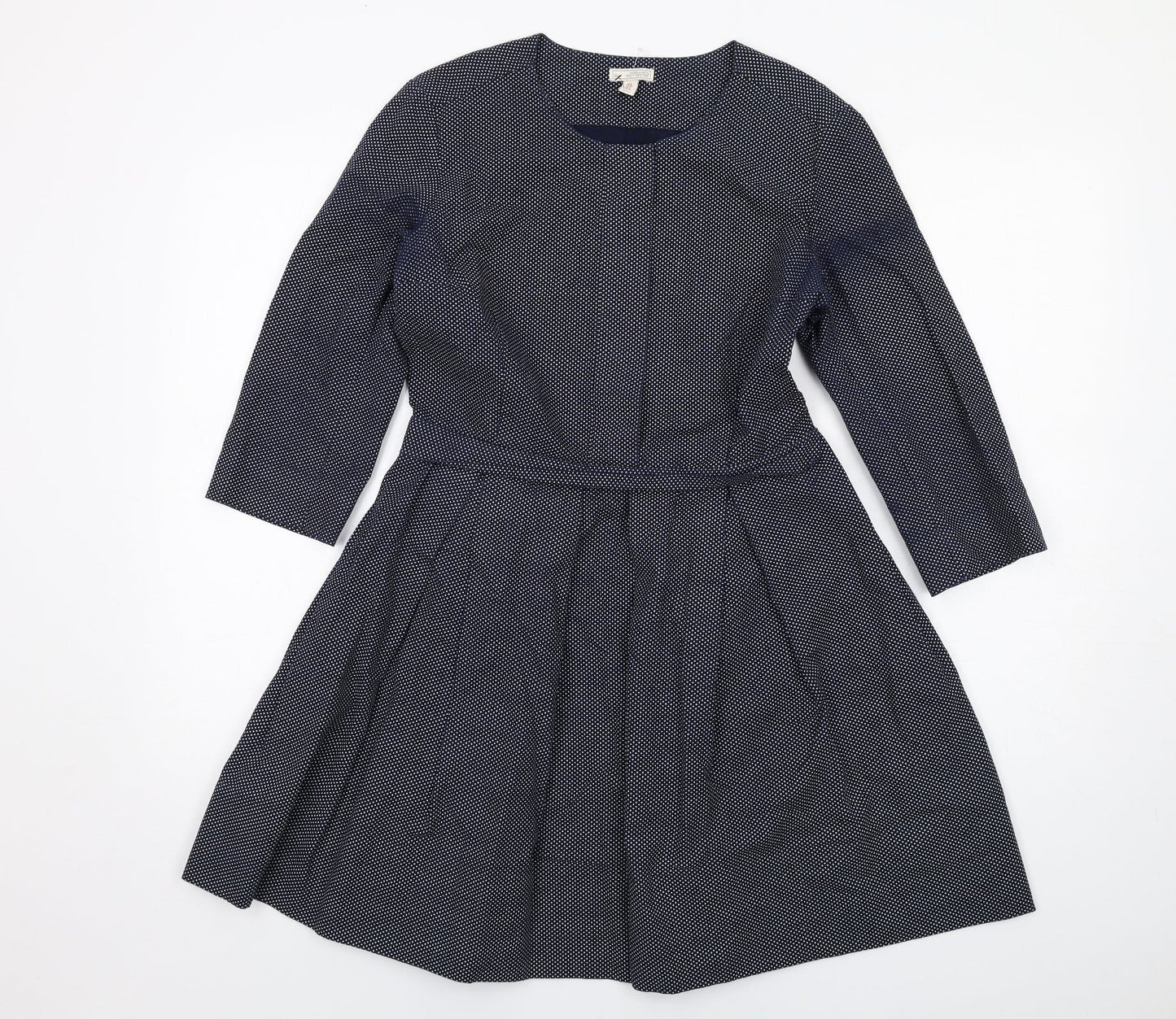 Gap Womens Blue Geometric Cotton Trapeze & Swing Size 8 Round Neck Zip