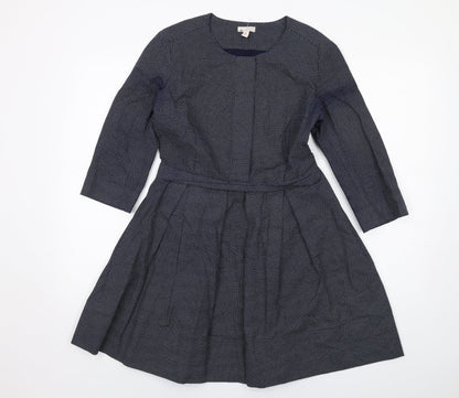 Gap Womens Blue Geometric Cotton Trapeze & Swing Size 8 Round Neck Zip