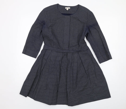 Gap Womens Blue Geometric Cotton Trapeze & Swing Size 8 Round Neck Zip