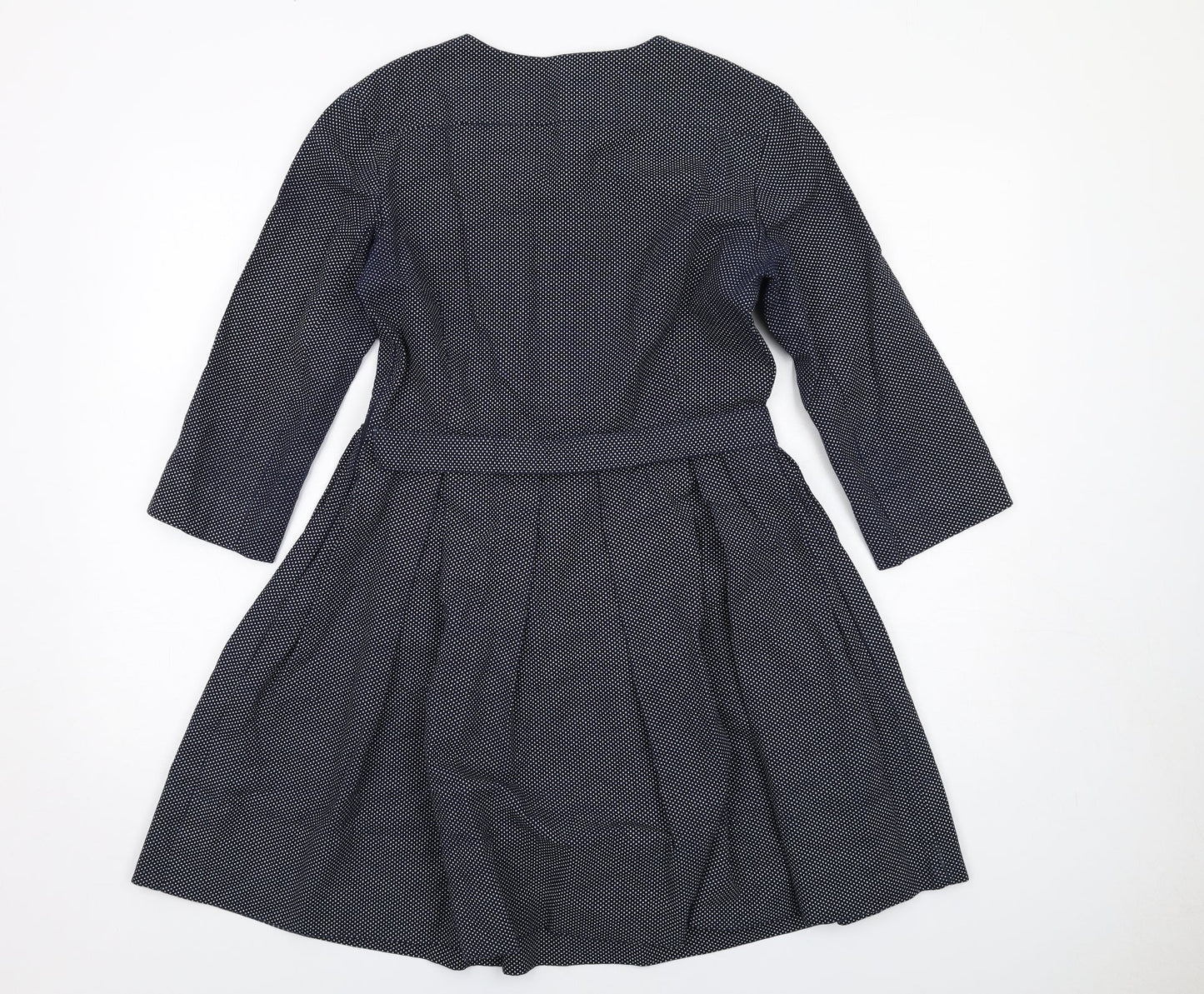 Gap Womens Blue Geometric Cotton Trapeze & Swing Size 8 Round Neck Zip