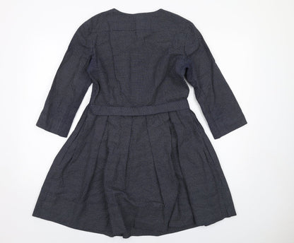 Gap Womens Blue Geometric Cotton Trapeze & Swing Size 8 Round Neck Zip