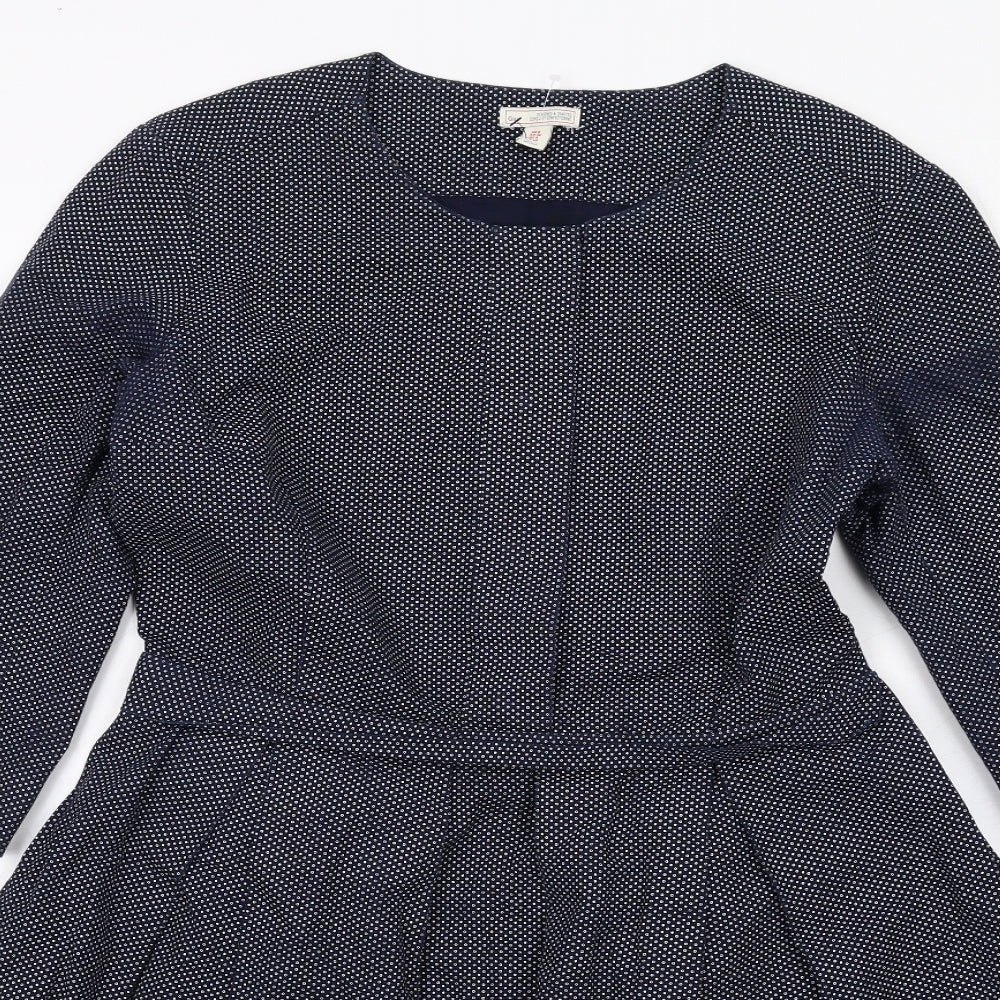 Gap Womens Blue Geometric Cotton Trapeze & Swing Size 8 Round Neck Zip