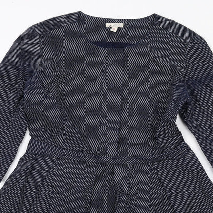 Gap Womens Blue Geometric Cotton Trapeze & Swing Size 8 Round Neck Zip