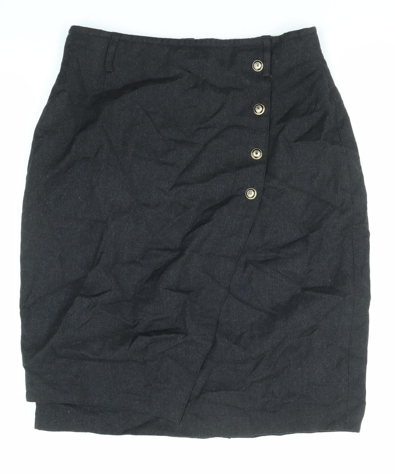 Gerry Weber Womens Black Wool Straight & Pencil Skirt Size 14 Zip