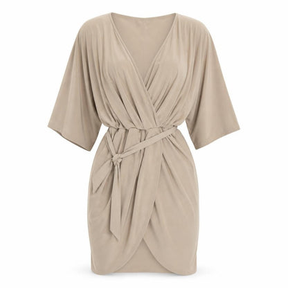 PRETTYLITTLETHING Womens Beige Polyester A-Line Size 10 V-Neck Pullover