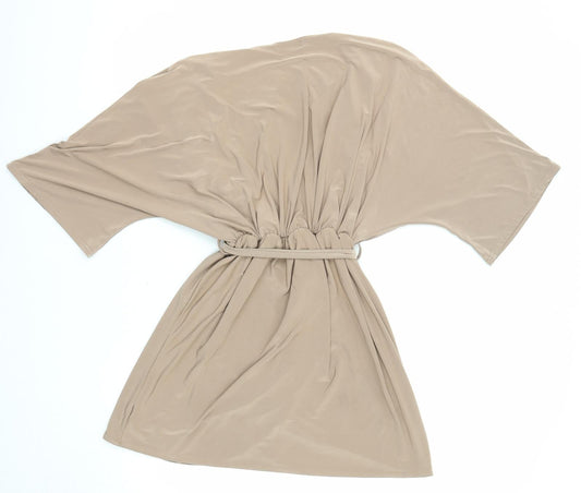 PRETTYLITTLETHING Womens Beige Polyester A-Line Size 10 V-Neck Pullover