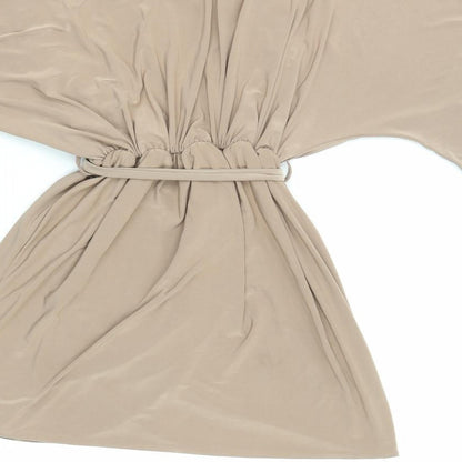 PRETTYLITTLETHING Womens Beige Polyester A-Line Size 10 V-Neck Pullover