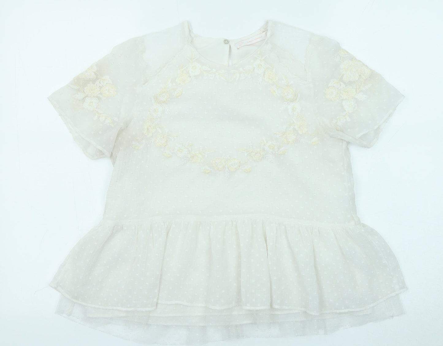Womens UK Size S Zara Ivory Basic Blouse