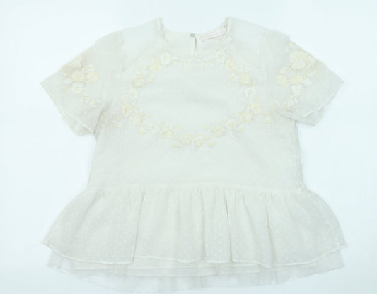 Womens UK Size S Zara Ivory Basic Blouse