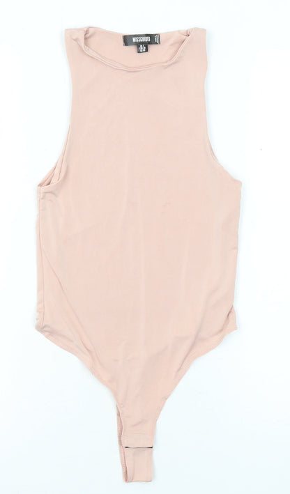 Missguided Womens Pink Polyester Bodysuit One-Piece Size 2 Snap