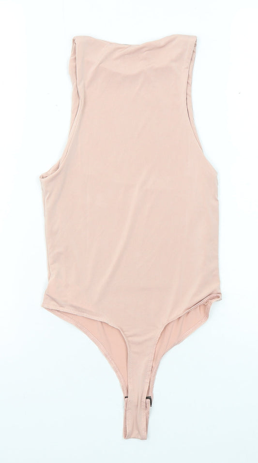 Missguided Womens Pink Polyester Bodysuit One-Piece Size 2 Snap