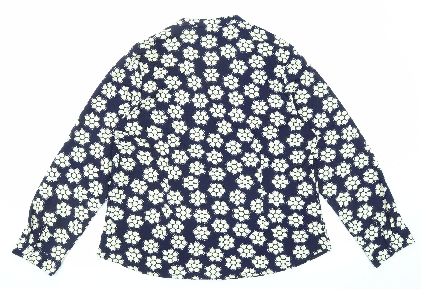 Sandra Wu Womens Blue Geometric Polyester Basic Blouse Size 20 V-Neck
