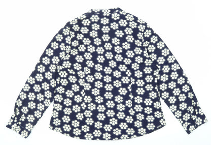 Sandra Wu Womens Blue Geometric Polyester Basic Blouse Size 20 V-Neck