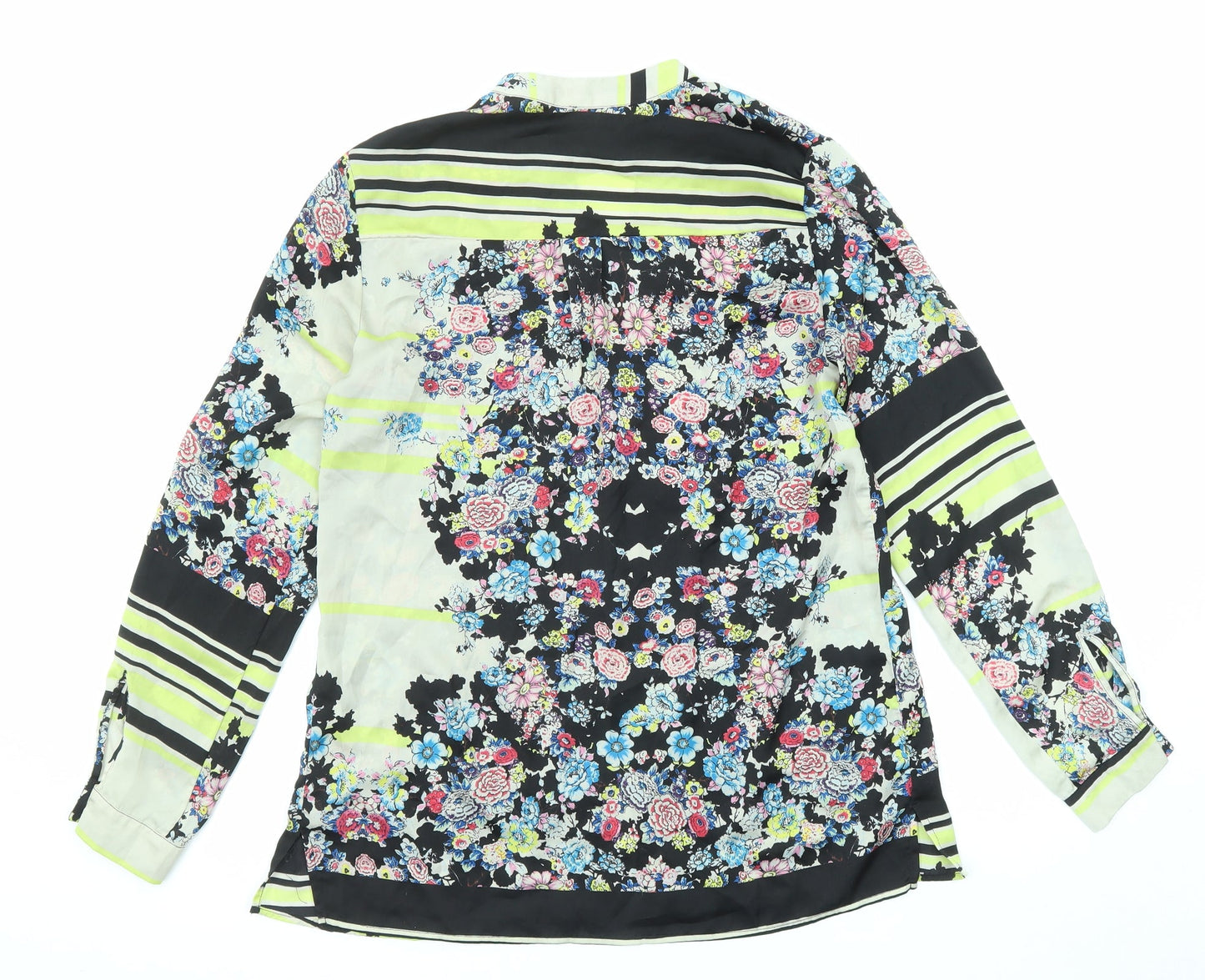 River Island Womens Multicoloured Floral Polyester Basic Button-Up Size 8 V-Neck