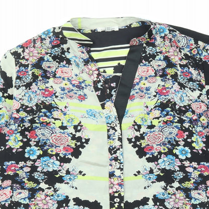 River Island Womens Multicoloured Floral Polyester Basic Button-Up Size 8 V-Neck